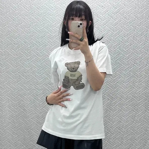[BUNJANG] Marithe Francois Girbaud Teddy Bear Short Sleeve T-Shirt Size S / 마리떼 프랑소와 저버 캐주얼 키치 테디베어 반팔티 S C13458