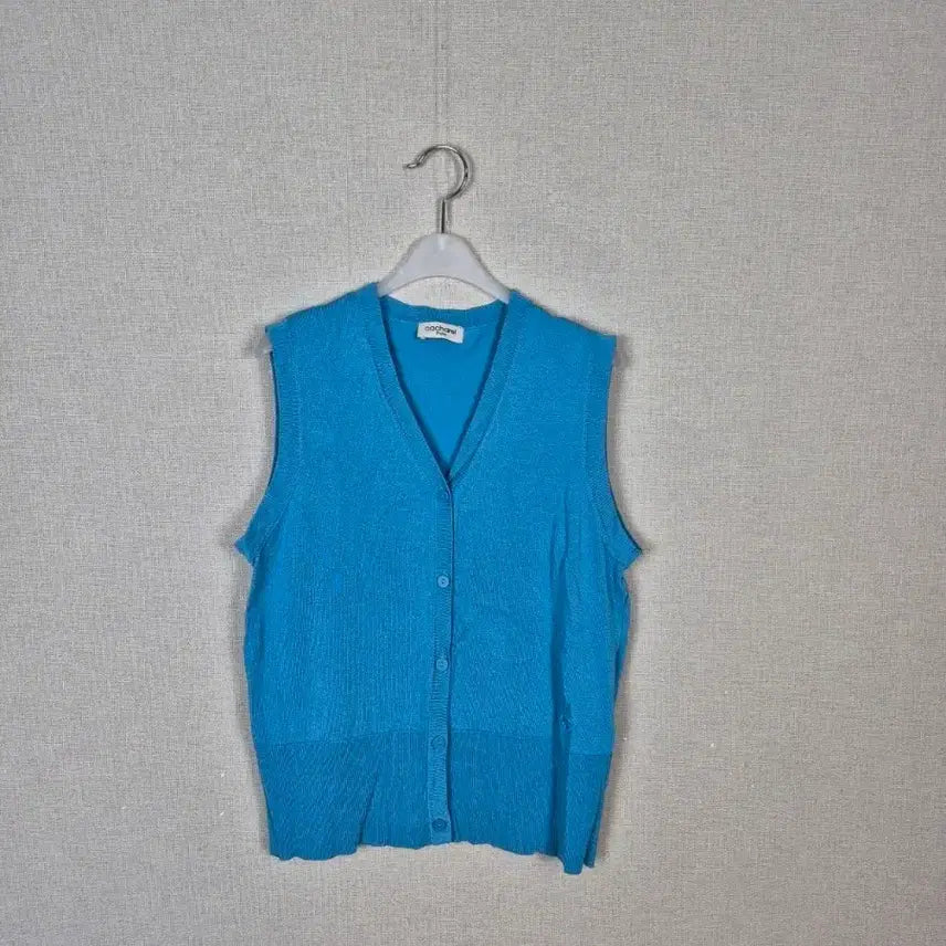 [BUNJANG] Cacharel Paris Blue Knit Vest Cardigan (Size 90/66) / (#90/66)비스코스75% 까사렐 파리 블루 니트 조끼가디건