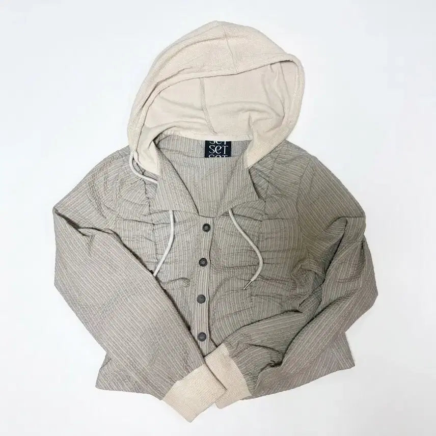 [BUNJANG] Ssse Striped Shirring Hooded Shirt / 쎄쎄쎄  STRIPED SHIRRING HOODED SHIRT