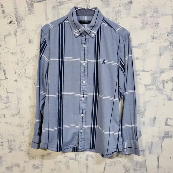 [BUNJANG] Beanpole Men's Blue Check Shirt Size 95 / 빈폴 남성 셔츠 블루 체크 95