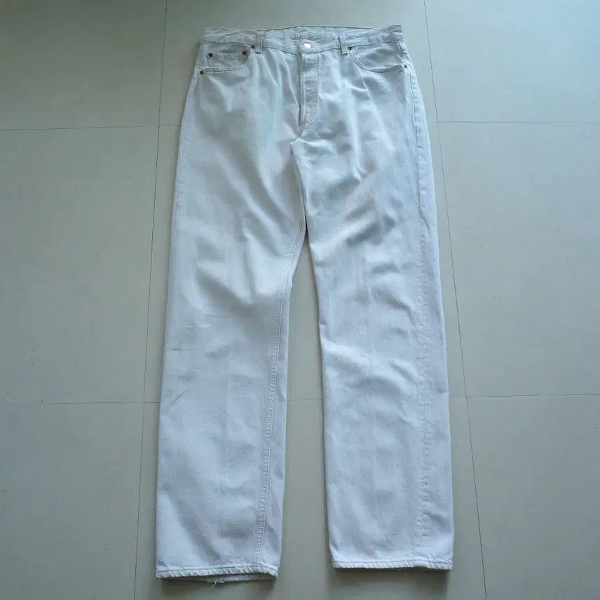 [BUNJANG] Levi's 501 Made in USA White Denim Jeans (W38) / 90s 리바이스 MADE IN USA 501 화이트 데님 38인치 희귀 빅사이즈