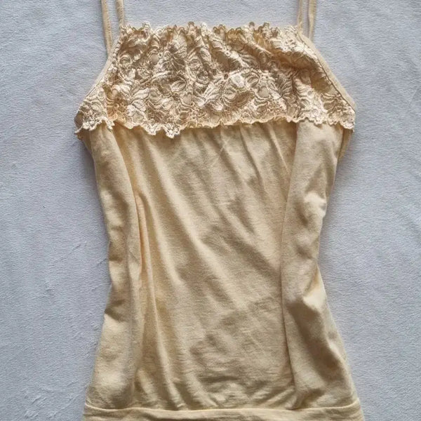 [BUNJANG] Vintage Mori Girl Lemon Butter Lace Camisole / 빈티지 모리걸 하구미 레몬 버터 레이스 나시