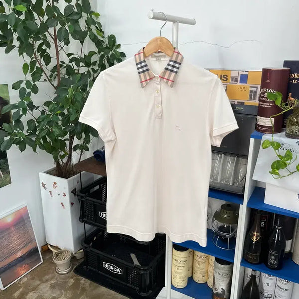 [BUNJANG] Burberry Women's Pique Short Sleeve Polo T-Shirt L / 버버리 우먼 피케 반팔 칼라 티셔츠 L