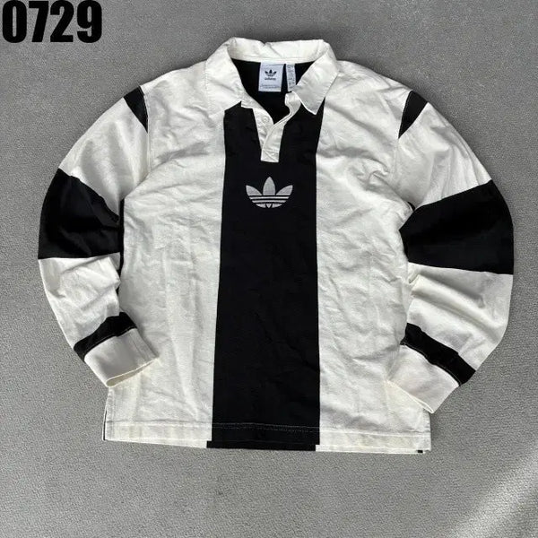 [BUNJANG] Adidas Rugby Shirt Black/White XS / 아디다스 럭비티 블랙/화이트XS