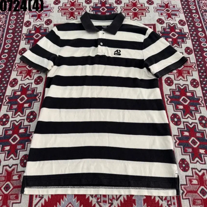 [BUNJANG] Nike Stripe Collar T-Shirt Black/White / 나이키 스트라이프 카라티 블랙/화이트 0724