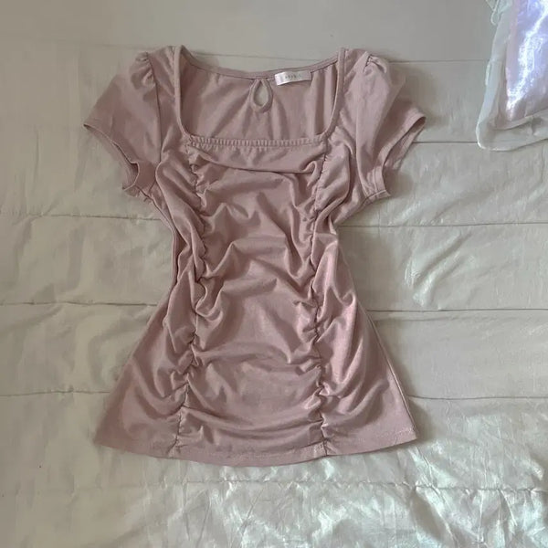 [BUNJANG] Vintage Shirring T-shirt / 일본빈티지 빈티지 반팔 셔링 반팔 아카이브 페어리 반팔 빈티지 나시