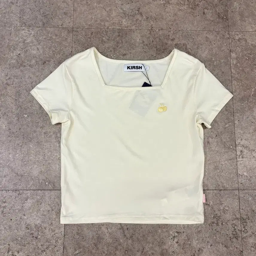 [BUNJANG] Kirsh Cream Yellow Short Sleeve Crop T-Shirt / 키르시 크림 옐로우 반팔 크롭티 #csz988
