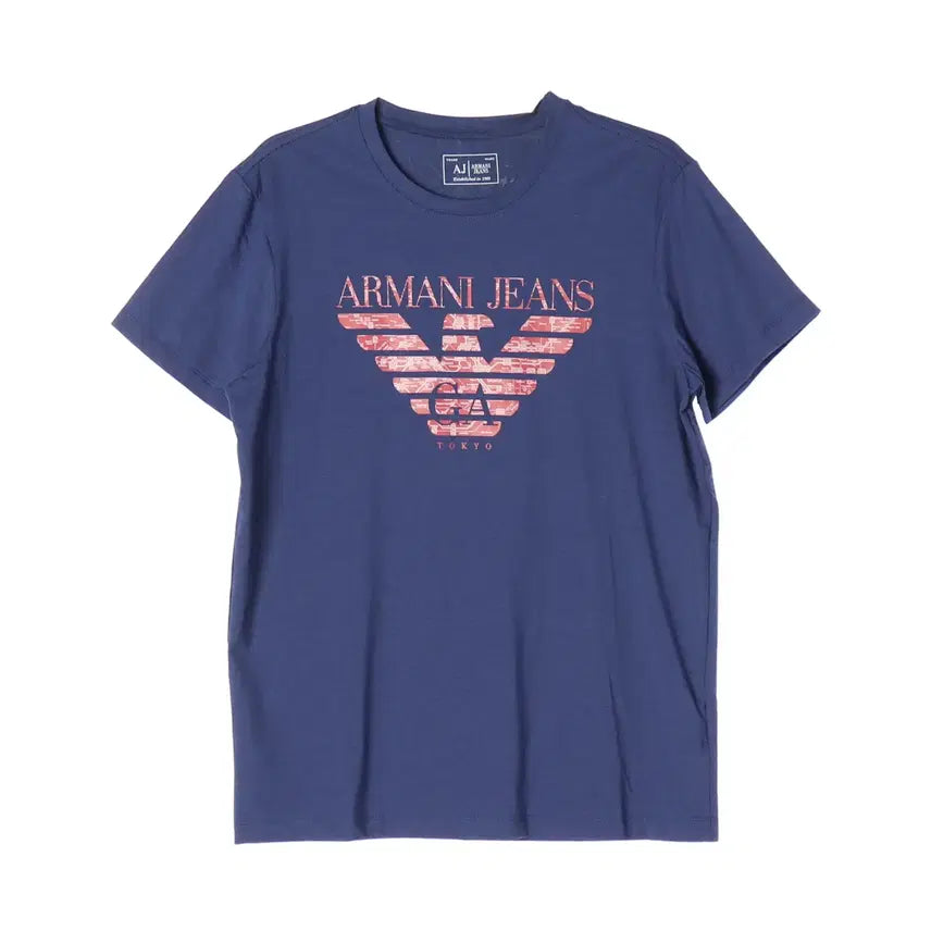 [BUNJANG] Giorgio Armani Jeans Logo Graphic Print Round T-shirt Navy / (새상품) 아르마니 진스 로고 그래픽 프린트 라운드 반팔 티셔츠 네이비