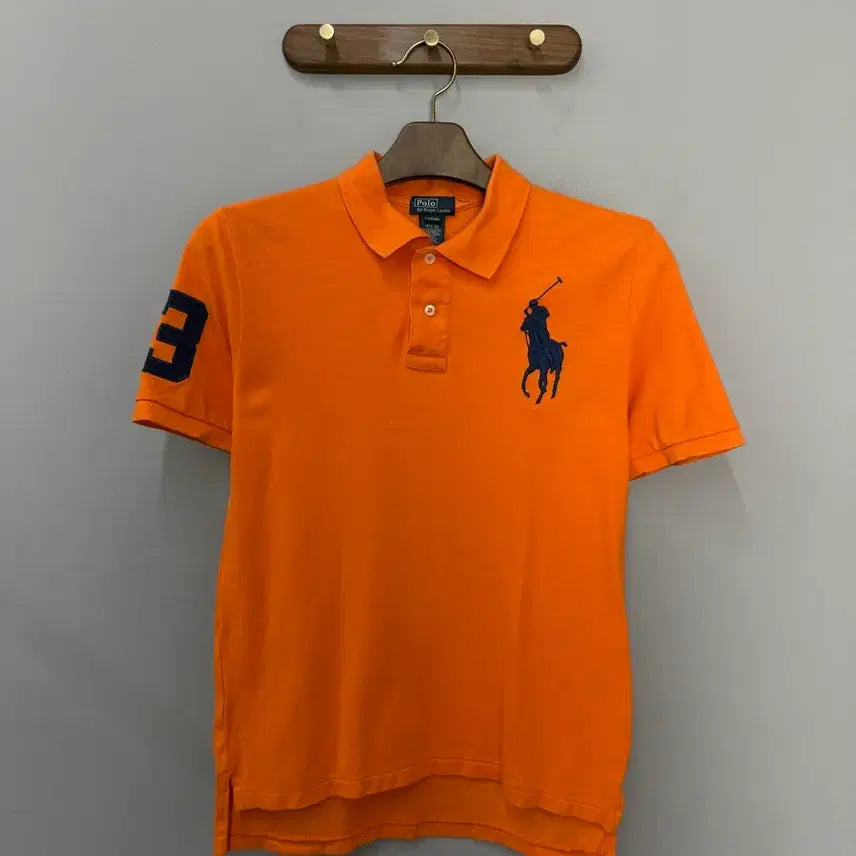 [BUNJANG] Polo Ralph Lauren Big Pony Orange Collar Short Sleeve Shirt / 폴로 랄프로렌 빅포니 오렌지 카라 반팔 H3229