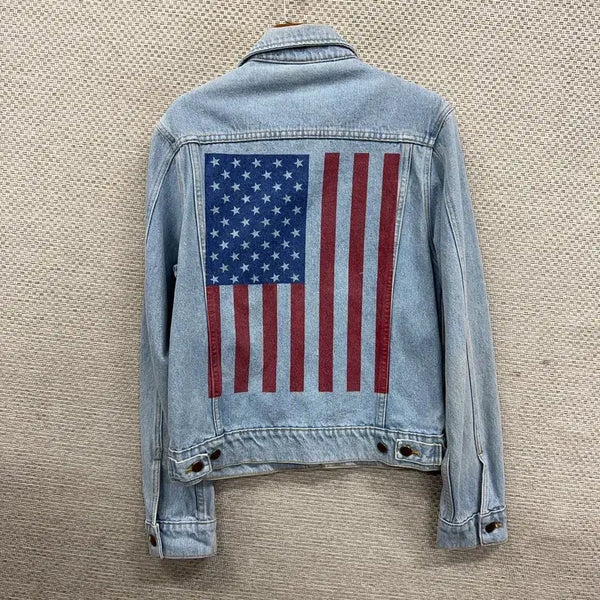 [BUNJANG] American Apparel Star-Spangled Denim Jacket S / 아메리칸어패럴 성조기 데님 청자켓 S H00277
