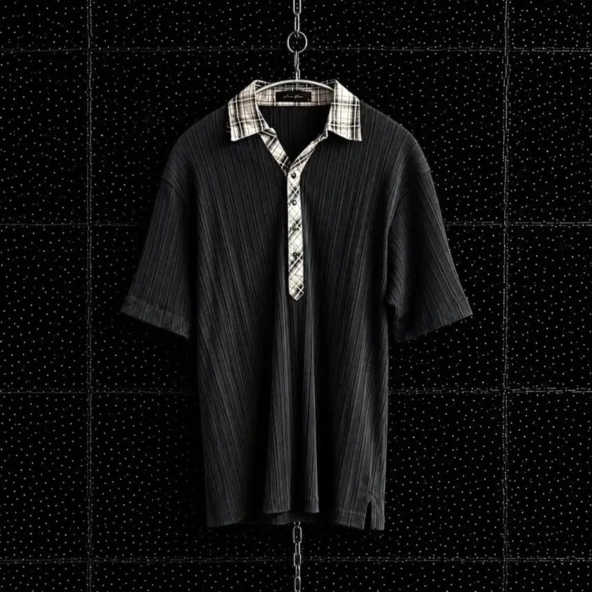 [BUNJANG] Nota Bene Check Collar Polo Shirt / Nota Bene 체크 카라넥 폴로 셔츠