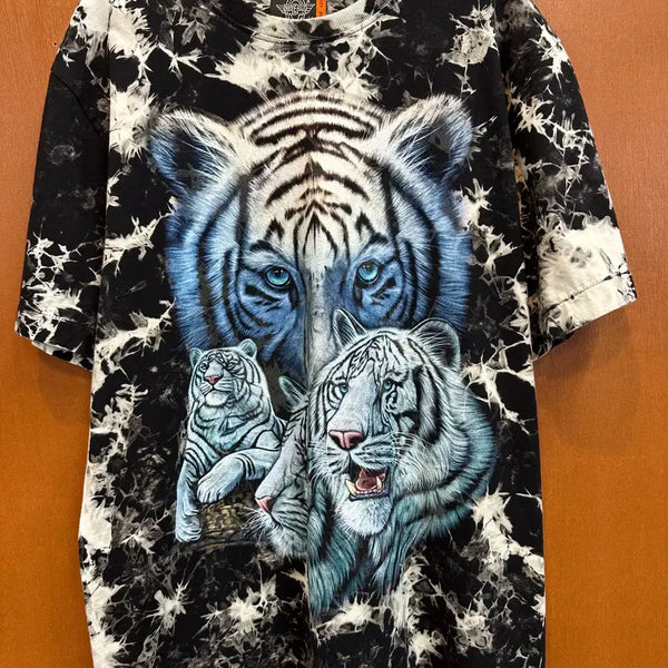 [BUNJANG] ROCK EAGLE Tiger Print Short Sleeve T-Shirt (Size L) / ROCK EAGLE 호랑이 프린팅 반팔 티셔츠 (29J6-20)