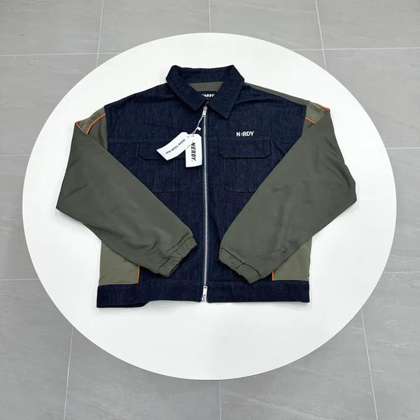 [BUNJANG] NERDY Denim Mix Track Top Training Jacket L (100) / 새상품 NERDY 널디 데님 믹스 트랙 탑 트레이닝 자켓 L 100