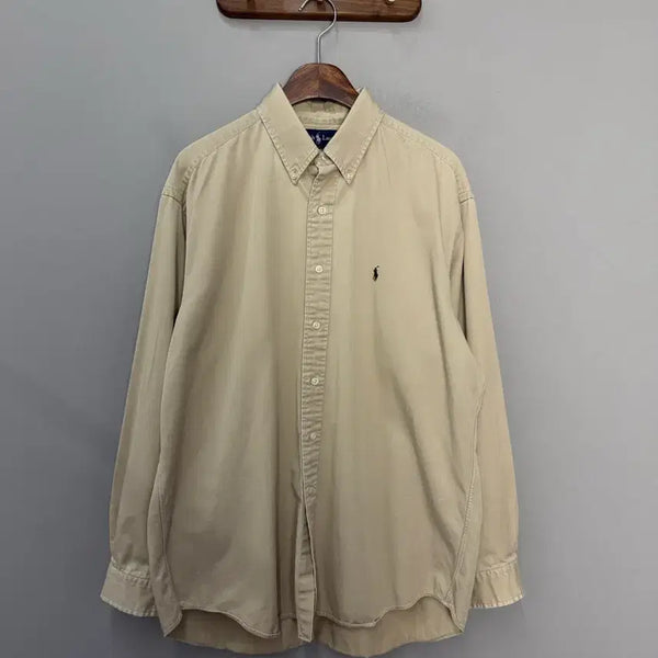 [BUNJANG] Polo Ralph Lauren Small Logo Beige Shirt / 폴로 랄프로렌 스몰로고 베이지 셔츠 H3231