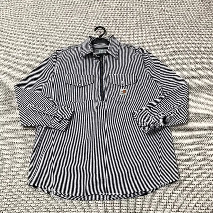 [BUNJANG] Carhartt Stripe Half-Zip Shirt L / L 칼하트 스트라이프 반집업 셔츠 B.6382