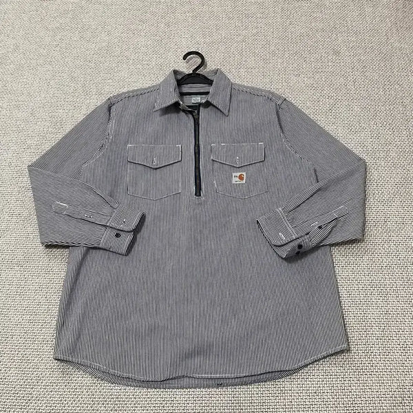 [BUNJANG] Carhartt Stripe Half-Zip Shirt L / L 칼하트 스트라이프 반집업 셔츠 B.6382