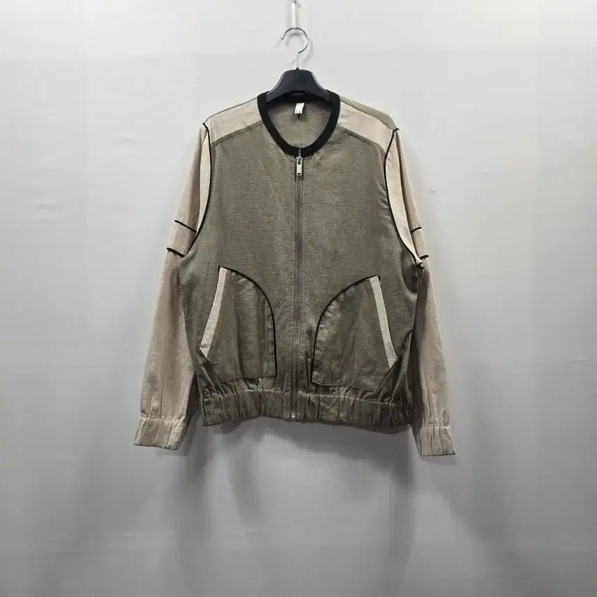 [BUNJANG] Women's Linen Zip-Up Jumper Color-Block Blouson Jacket / 0906 stunning 여성 린넨 집업 점퍼 배색 블루종 자켓