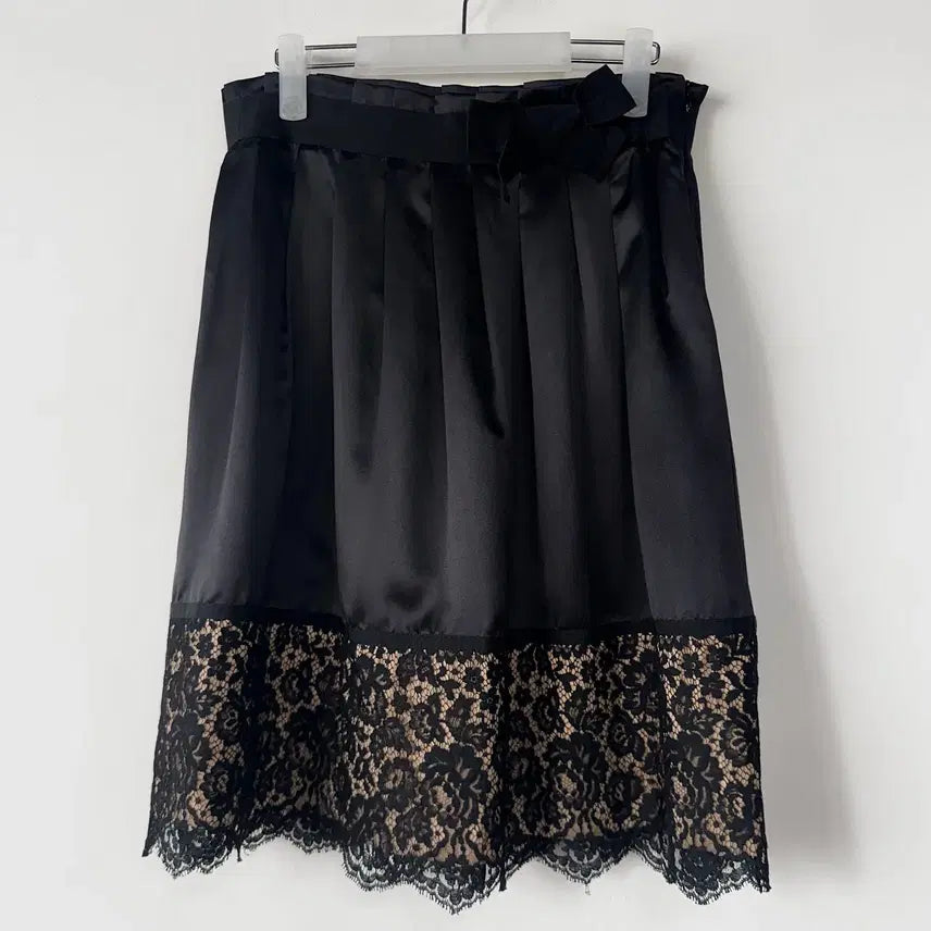 [BUNJANG] Viktor & Rolf Black Silk Chiffon Lace Skirt / 빅터앤롤프 실크 시폰 레이스 스커트
