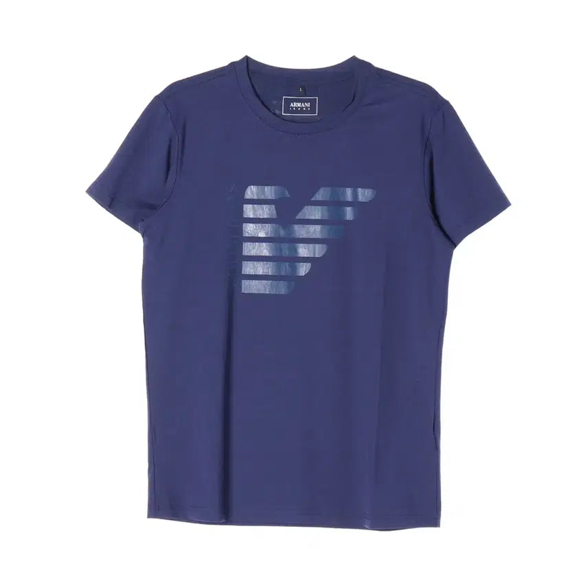 [BUNJANG] Giorgio Armani Jeans Big Logo Print Crewneck T-Shirt Navy / 아르마니 진스 빅 로고 프린트 크루넥 반팔 티셔츠 네이비