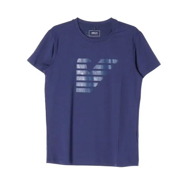 [BUNJANG] Giorgio Armani Jeans Big Logo Print Crewneck T-Shirt Navy / 아르마니 진스 빅 로고 프린트 크루넥 반팔 티셔츠 네이비