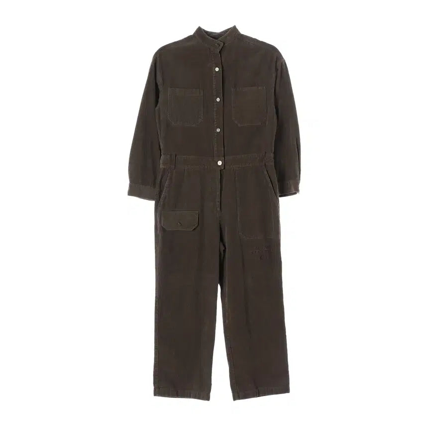 [BUNJANG] Lucky Chouette Corduroy High Neck Jumpsuit Khaki / 럭키슈에뜨 코듀로이 포켓 하이넥 점프수트 워크수트 카키