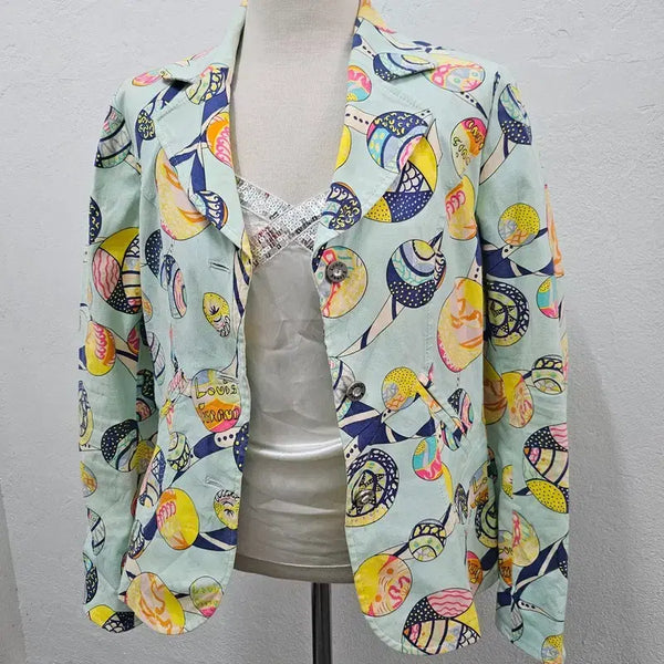 [BUNJANG] Louis Feraud Japan Women's Blazer Light Green Cotton Blend Size 40 / LOUIS FERAUD JAPAN 블레이저 여 40 J6583