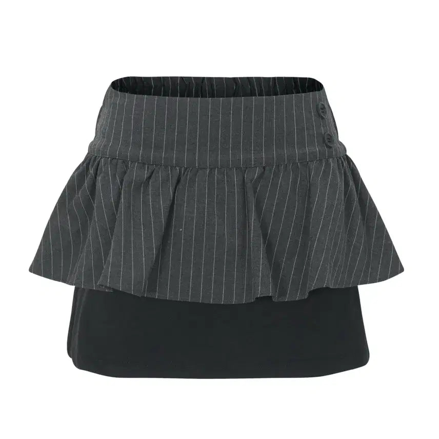 [BUNJANG] Veliyard Striped Skirt Pants (Dark Gray, Free Size) / 벨리아르 스커트 팬츠