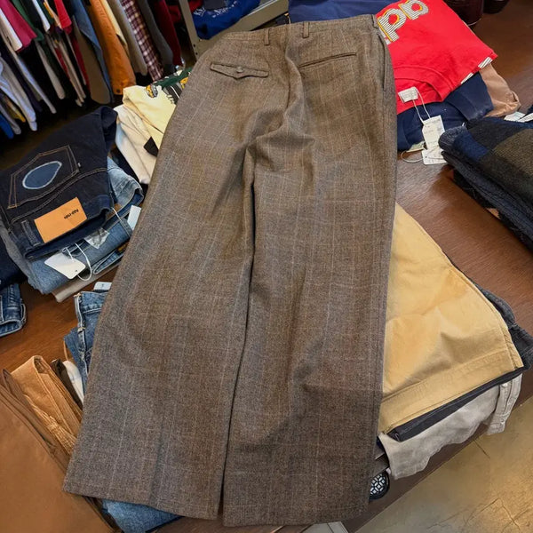 [BUNJANG] 1960s-1970s American Vintage Windowpane Check Wide-Fit Trousers / 60 ~ 70S 아메리칸 빈티지 윈도우페인 체크 트라우저