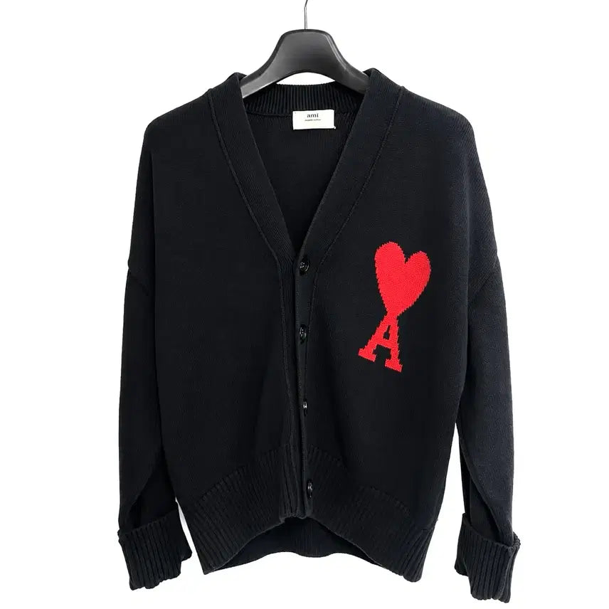 [BUNJANG] AMI Intarsia Big Logo Cardigan XL / 아미 인타르시아 빅로고 가디건