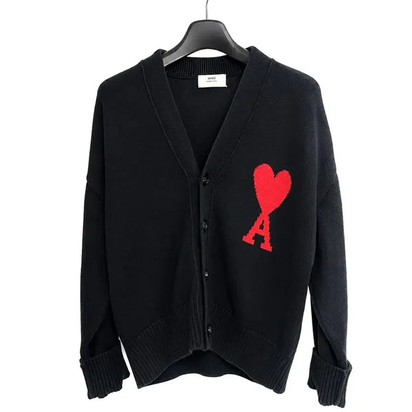 [BUNJANG] AMI Intarsia Big Logo Cardigan XL / 아미 인타르시아 빅로고 가디건