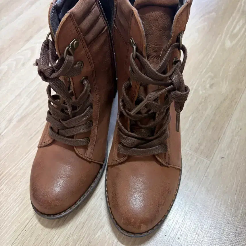 [BUNJANG] Hush Puppies Brown Leather Zip Ankle Boots / 허시파피