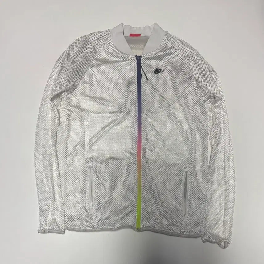 [BUNJANG] Nike Women's Mesh Zip-Up Windrunner Jacket - White (Size M) / 정품 여성 나이키 메쉬 망사 윈드너러 집업 자켓 M 화이트