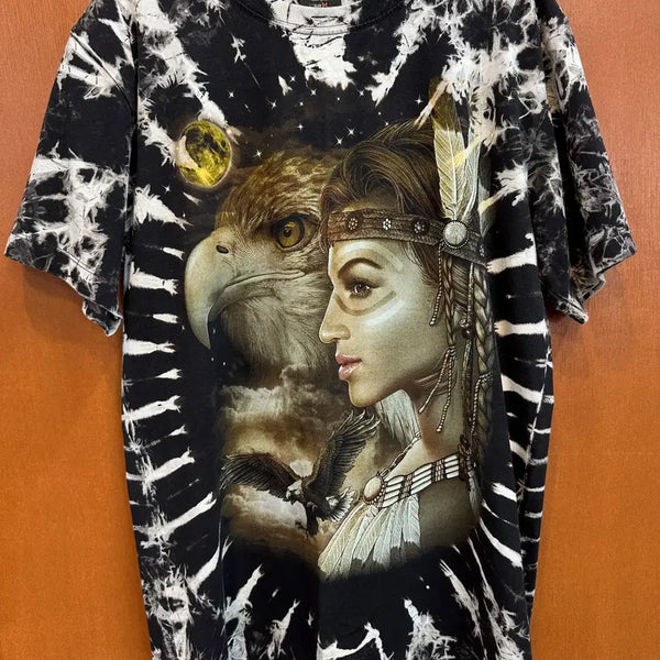 [BUNJANG] SURVIVORS Eagle/Native American Print Short Sleeve T-Shirt / SURVIVORS 독수리/인디언 프린팅 반팔 티셔츠