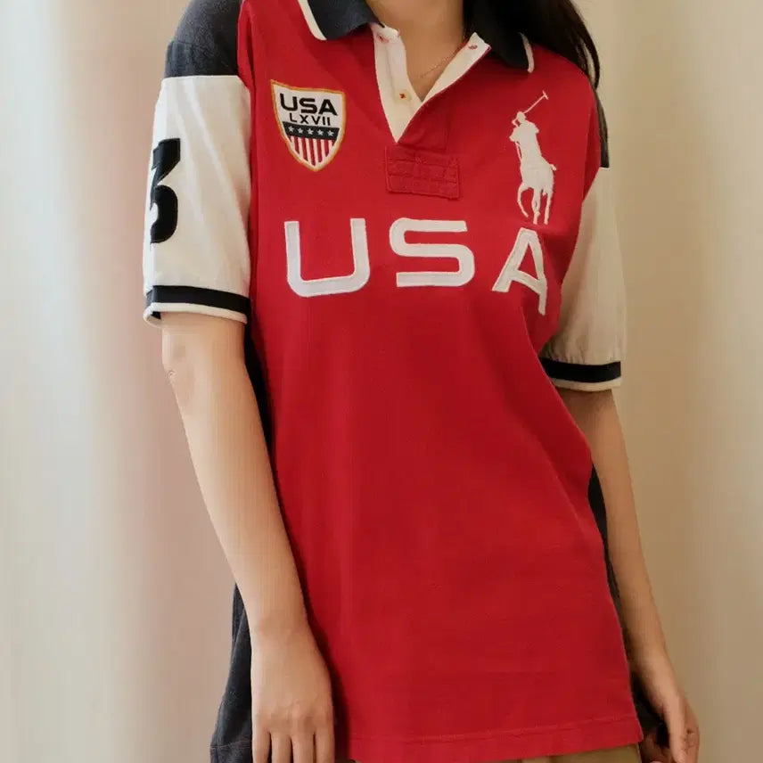 [BUNJANG] Polo Ralph Lauren Big Pony USA Short Sleeve T-Shirt (Size M) / 폴로 치프키프 빅포니 USA 카라티 반팔
