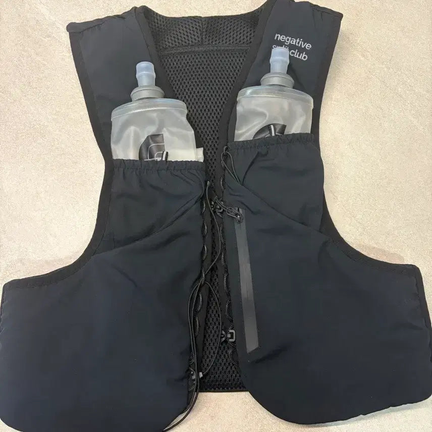 [BUNJANG] Negative Split Club Running Vest (Black) with 2x 500ml Soft Flasks / 네거티브 스플릿 클럽 러닝 조끼 (블랙)L  소프트플라스크 500ml *2