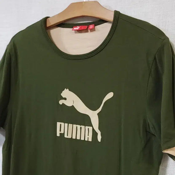 [BUNJANG] Puma Genuine Cotton Short Sleeve T-Shirt Military Khaki Size 100 / 상태최상) PUMA 푸마 정품 순면 반팔 티셔츠 여름 티 밀리터리 카키 100