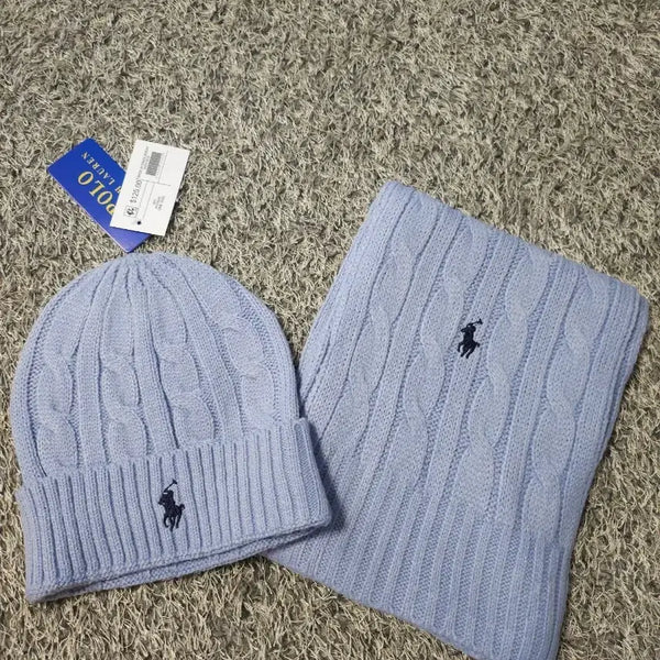 [BUNJANG] Polo Ralph Lauren Cable Knit Beanie & Scarf Set / 폴로 랄프로렌 니트모자&목도리 세트