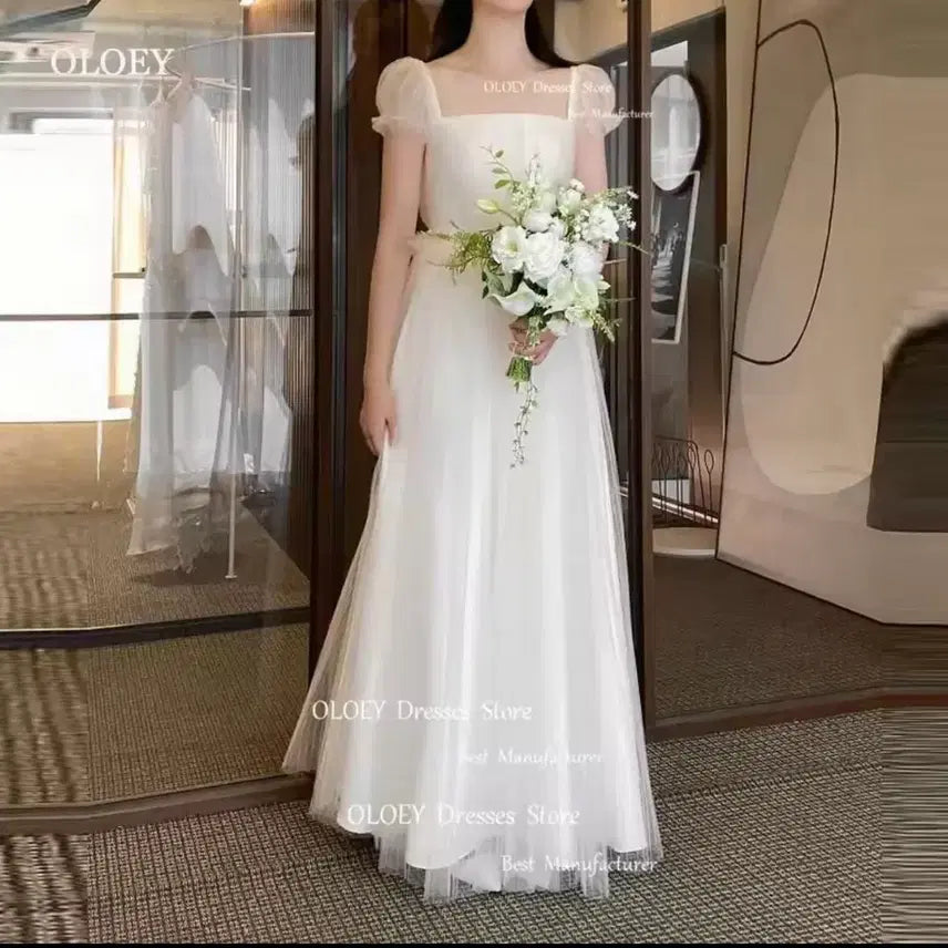 [BUNJANG] Square Neck Puff Sleeve Wedding Dress / 스퀘어넥 퍼프소매 웨딩드레스