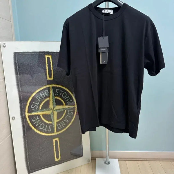 [BUNJANG] Stone Island Garment Dyed Logo Embroidery T-Shirt L Black / 스톤아일랜드 가먼트다이드 로고자수 반팔티 L (새상품,매장판)