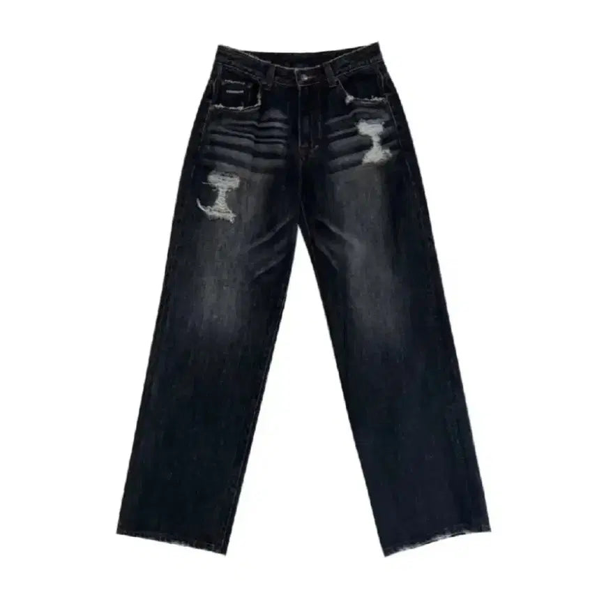 [BUNJANG] Wide Leg Denim Pants Black / 플리즈노팔로우