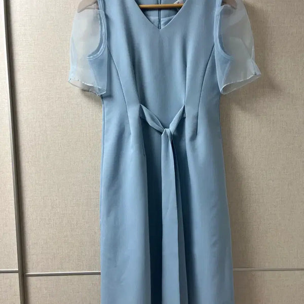 [BUNJANG] Light Blue See-Through Summer Long Dress / 하늘색 시스루 여름 원피스