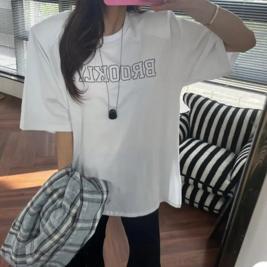 [BUNJANG] J.fit Brooklyn Short-Sleeve Pad T-shirt - Ivory / 새상품 제이핏 브루클린 반팔패드티 아이보리