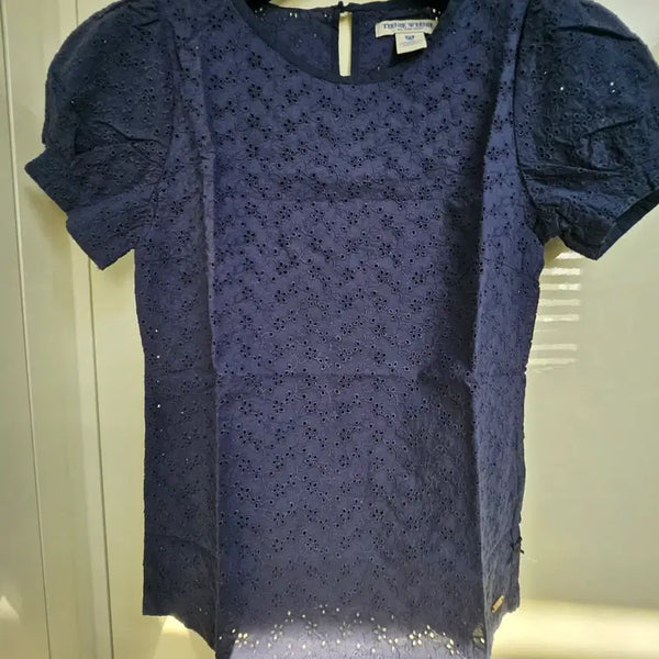 [BUNJANG] Teenie Weenie Embroidered Short Sleeve Blouse / [티니위니] 자수 반팔 블라우스 네이비(FS)