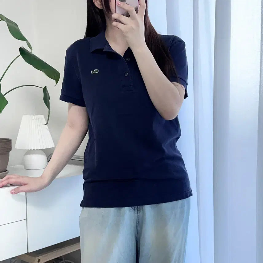 [BUNJANG] Lacoste Navy 3-Button Short Sleeve Polo Shirt (M) / 라코스테 네이비 3버튼 반팔카라티 [ M ]