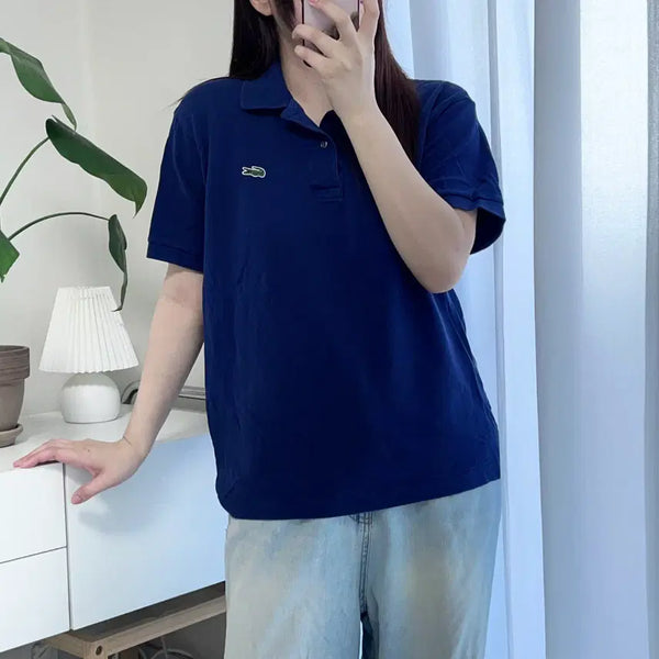 [BUNJANG] Lacoste Deep Blue 2-Button Short-Sleeve Polo T-Shirt (M) / 라코스테 딥블루 2버튼 반팔카라티 [ M ]