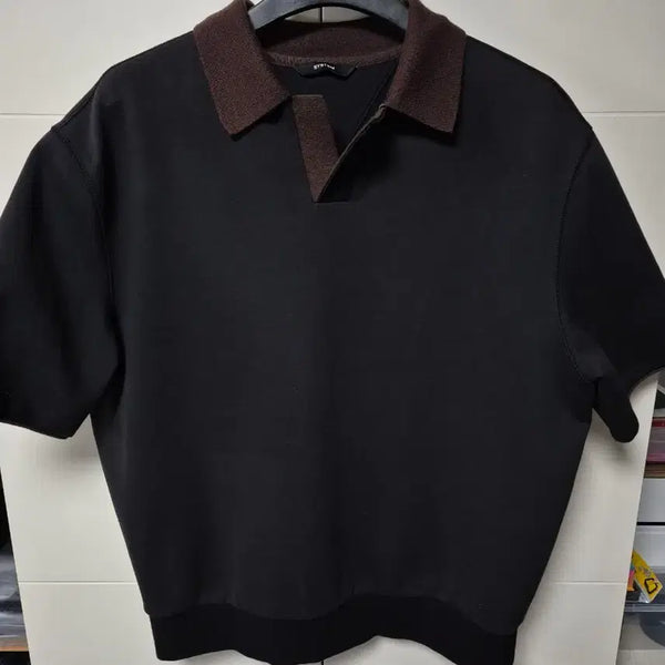 [BUNJANG] System Homme Black Short-Sleeve Polo T-Shirt / (100) 시스템옴므 블랙 반팔 카라티셔츠