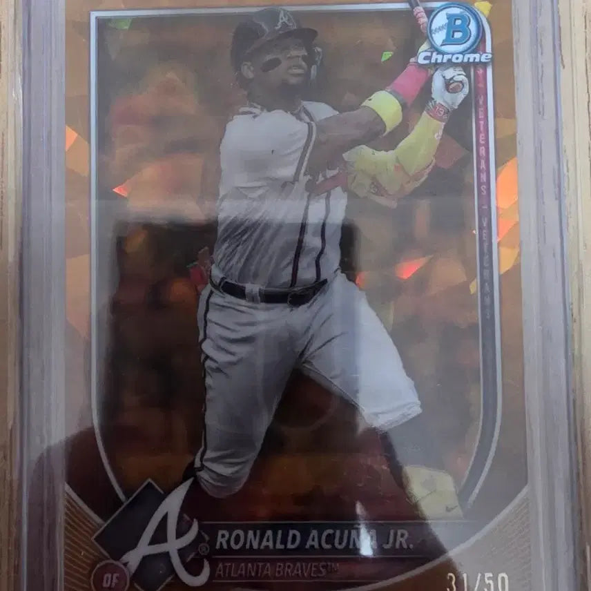 [BUNJANG] Ronald Acuña Jr. 2021 Bowman Chrome Veterans Orange Pop 31/50 Baseball Card / 아쿠냐 주니어 31/50 오렌지 팝 2021 Bowman Chrome Veterans