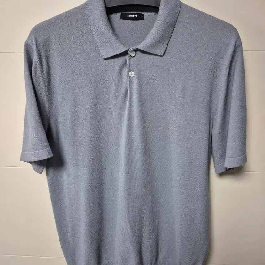 [BUNJANG] Allegri Sky Blue Rayon Knit Polo T-Shirt / (L) 알레그리 하늘색 레이온 니트 카라티셔츠