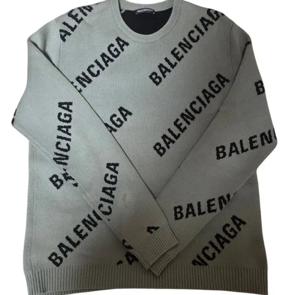 [BUNJANG] Balenciaga Multi-Logo Knit Sage Gray/Khaki Gray L / [L/발렌시아가] 멀티로고 니트