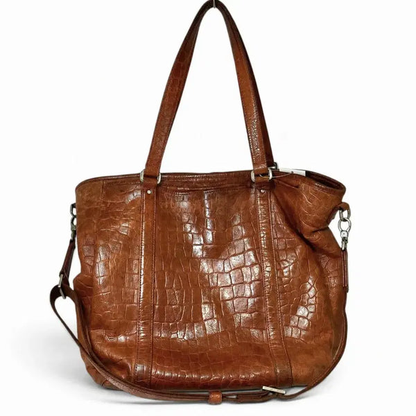 [BUNJANG] Aniary Antique Croc Leather Tote Bag Brown / 아니아리 엔틱 크로크 레더 토트백 포터 랄프로렌 스타일 추천